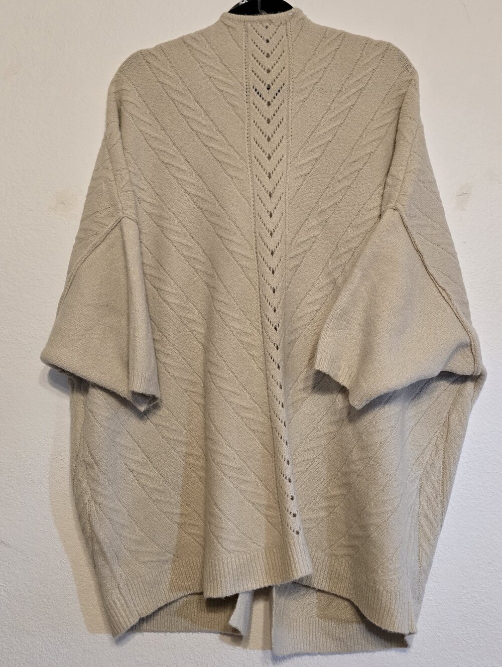Natural Reflections Bass Pro Cable Knit Open Front Cardigan Sweater Tan Large - Picture 3 of 7